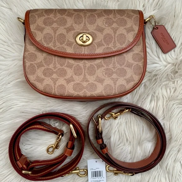 Coach Willow Saddle Bag Signature B4/ Tan Rust - Picture 6 of 16